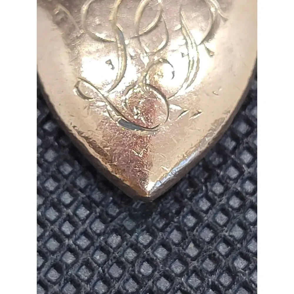 Romantic Antique Heart Charm Rose Gold Filled‎ Faux Pearl Monogram Coquette